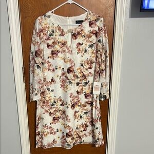 Floral Dress by Connected Apparel - Cream and Pink